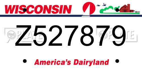 Z527879 Wisconsin License Plate