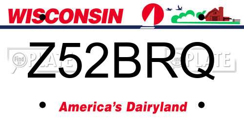 Z52BRQ Wisconsin License Plate