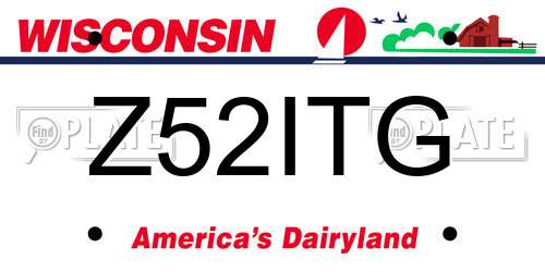 Z52ITG Wisconsin License Plate