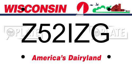Z52IZG Wisconsin License Plate