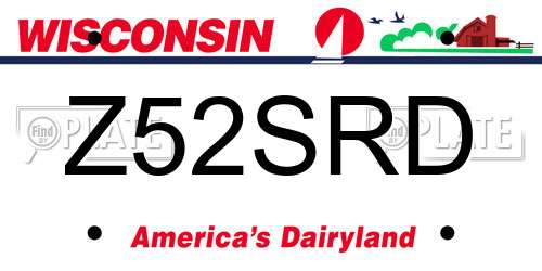 Z52SRD Wisconsin License Plate