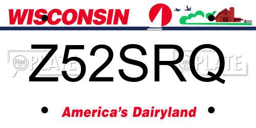 Z52SRQ Wisconsin License Plate