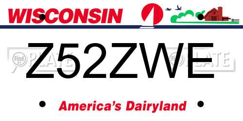 Z52ZWE Wisconsin License Plate