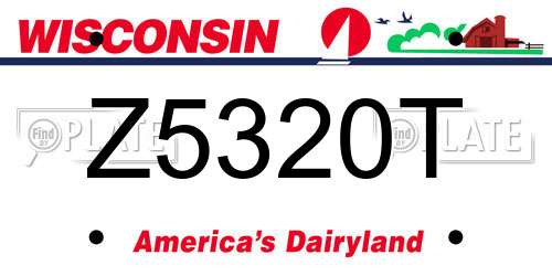Z5320T Wisconsin License Plate