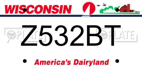 Z532BT Wisconsin License Plate