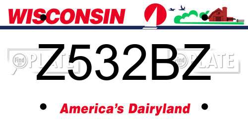 Z532BZ Wisconsin License Plate