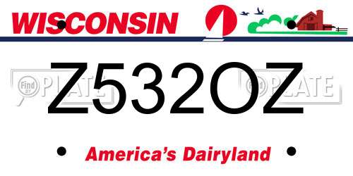 Z532OZ Wisconsin License Plate