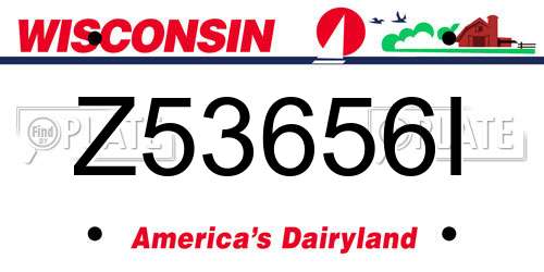 Z53656I Wisconsin License Plate