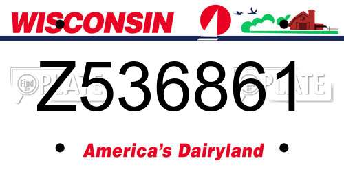 Z536861 Wisconsin License Plate