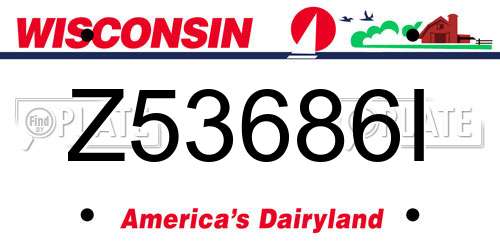 Z53686I Wisconsin License Plate