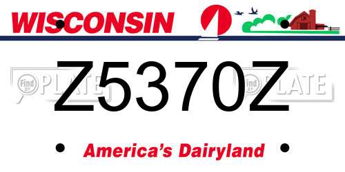 Z5370Z Wisconsin License Plate