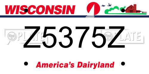 Z5375Z Wisconsin License Plate