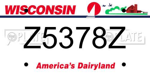 Z5378Z Wisconsin License Plate