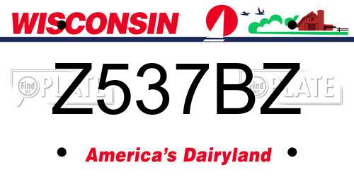 Z537BZ Wisconsin License Plate