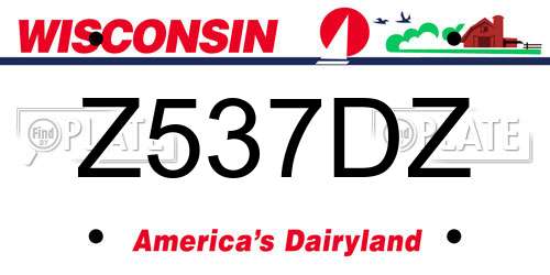 Z537DZ Wisconsin License Plate