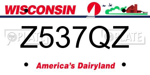 Z537QZ Wisconsin License Plate