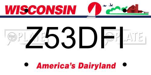 Z53DFI Wisconsin License Plate