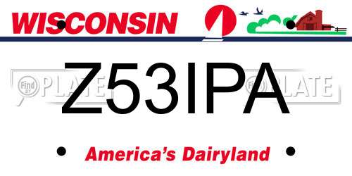 Z53IPA Wisconsin License Plate
