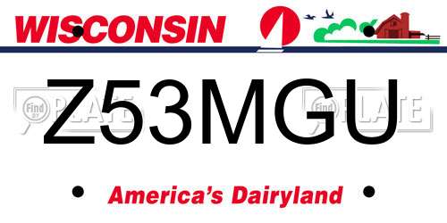 Z53MGU Wisconsin License Plate