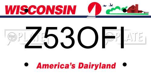 Z53OFI Wisconsin License Plate