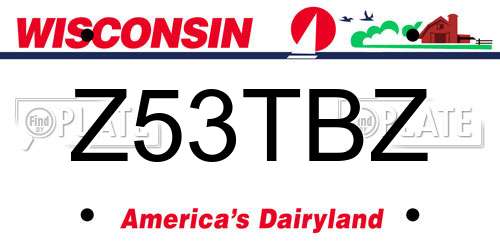 Z53TBZ Wisconsin License Plate