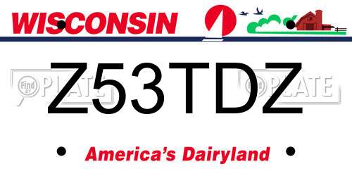 Z53TDZ Wisconsin License Plate