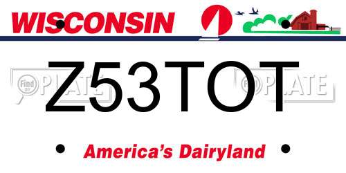 Z53TOT Wisconsin License Plate