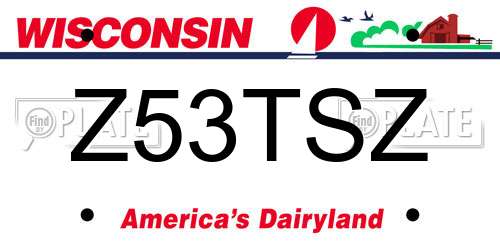 Z53TSZ Wisconsin License Plate