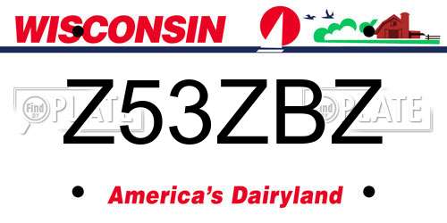 Z53ZBZ Wisconsin License Plate