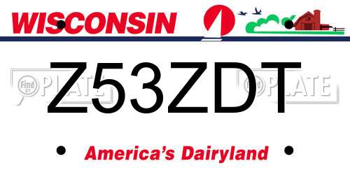 Z53ZDT Wisconsin License Plate