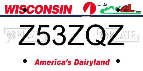 Z53ZQZ Wisconsin License Plate