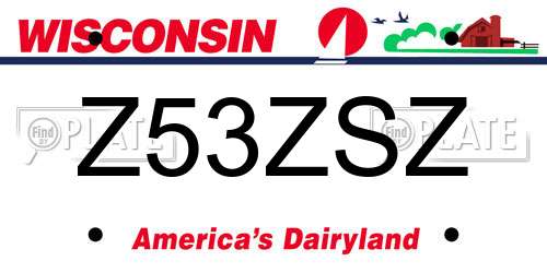 Z53ZSZ Wisconsin License Plate