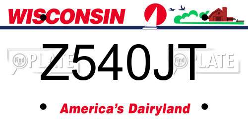Z540JT Wisconsin License Plate