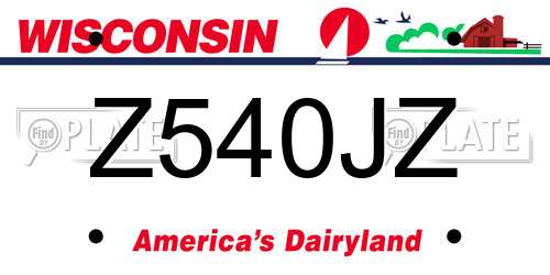 Z540JZ Wisconsin License Plate