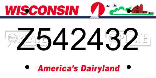 Z542432 Wisconsin License Plate