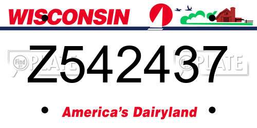 Z542437 Wisconsin License Plate