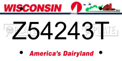 Z54243T Wisconsin License Plate