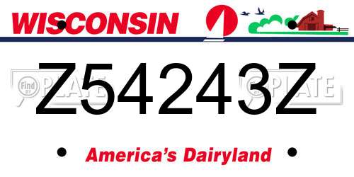 Z54243Z Wisconsin License Plate