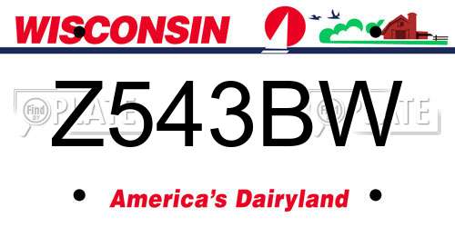 Z543BW Wisconsin License Plate