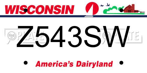 Z543SW Wisconsin License Plate