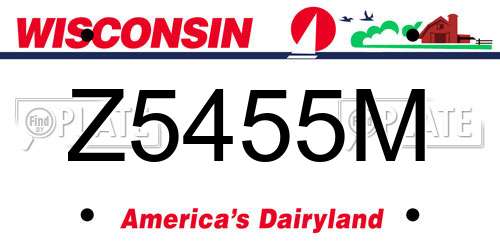 Z5455M Wisconsin License Plate