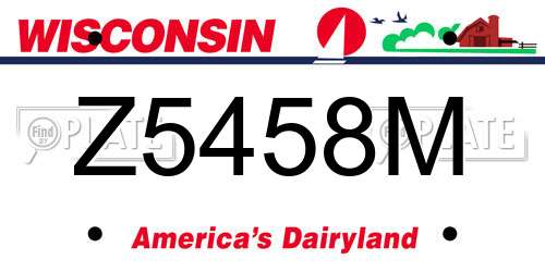 Z5458M Wisconsin License Plate