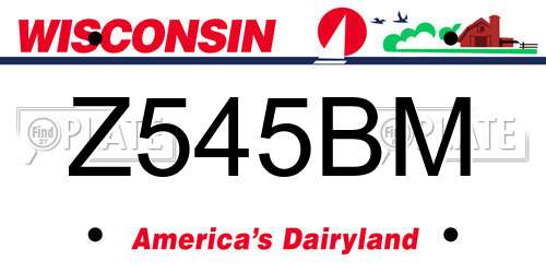 Z545BM Wisconsin License Plate