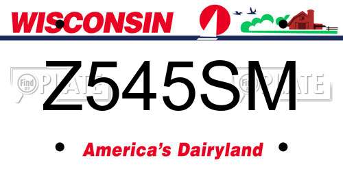 Z545SM Wisconsin License Plate