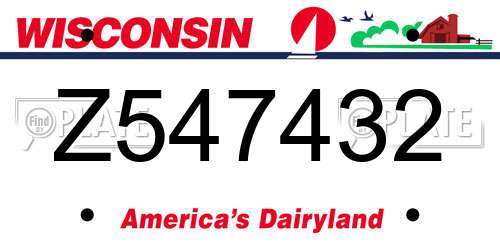 Z547432 Wisconsin License Plate