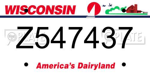 Z547437 Wisconsin License Plate