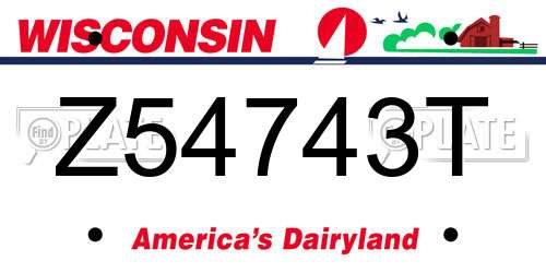Z54743T Wisconsin License Plate