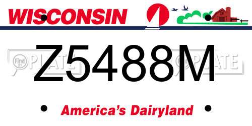 Z5488M Wisconsin License Plate