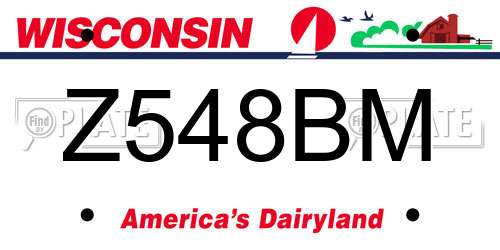Z548BM Wisconsin License Plate