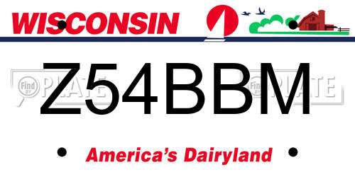 Z54BBM Wisconsin License Plate